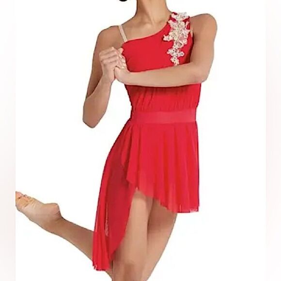 WEISSMAN Dance Costume dress ballet lyrical red CLARITY 12294 MC-Medium child - Picture 1 of 11